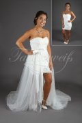 Wedding dress TW0204B - Wedding dress TW0204B front short back long tulle lace civil wedding detachable skirt 1