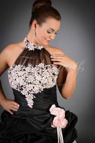 Wedding dress TW0011B - Wedding dress TW0011B black pink stunning wedding gown train 2