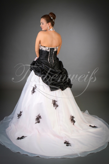 Wedding dress TW0011B - Wedding dress TW0011B black pink stunning wedding gown train 3
