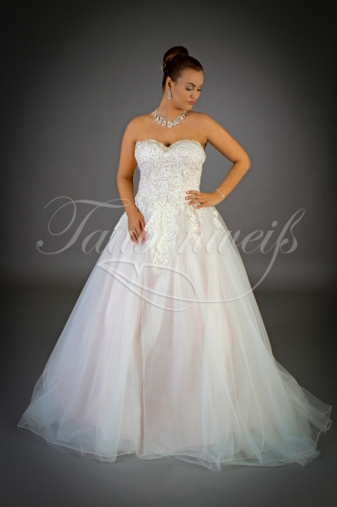 Wedding dress TW0012B - Wedding dress TW0012B light pink blush soft tulle wedding gown beadings