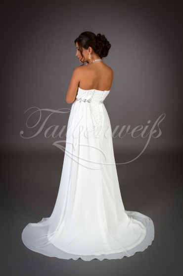 Wedding dress TW0062B - Wedding dress TW0062B empire pregnant neckholder chiffon train silver beadings 3