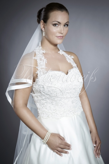 Wedding dress TW0073B - Wedding dress TW0073B satin lace A-line neckholder gown train 2