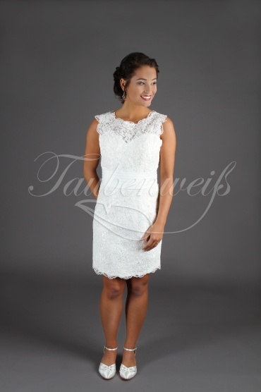 Wedding dress TW0074B - Wedding dress TW0074B short lace waist band civil wedding etui round neckline