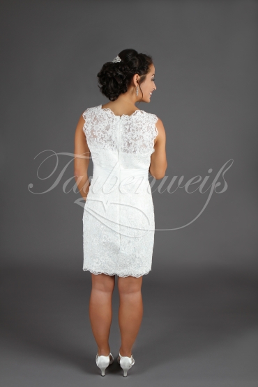Wedding dress TW0074B - Wedding dress TW0074B short lace waist band civil wedding etui round neckline 3