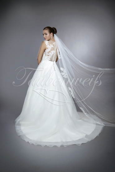 Wedding dress TW0080B - Wedding dress TW0080B A-line tattoo back lace tulle train diamond buttons 3