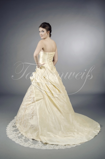 Wedding dress TW0085B - Wedding dress TW0085B taffeta lace appliques beadings classy strapless elegant train 3