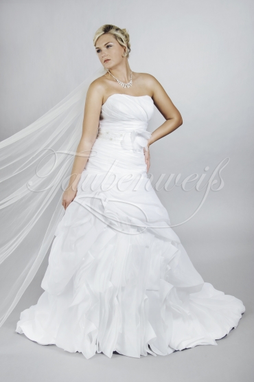 Wedding dress TW0119B - Wedding dress TW0119B fashionable A-line pleated skirt strapless buttons train