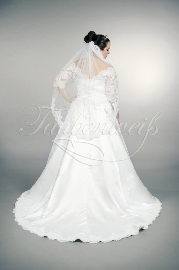 Wedding dress TW0161B - Wedding dress TW0161B plus size XXL satin lace bateau neck 3/4 sleeves train 3