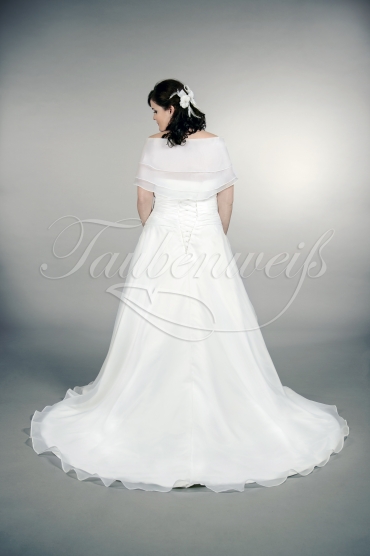 Wedding dress TW0164B - Wedding dress TW0164B A-line plus size XXL organza sweetheart cape train 3
