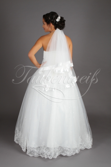 Wedding dress TW0175B - Wedding dress TW0175B strapless pleats tulle lace Rhine stones no train 3