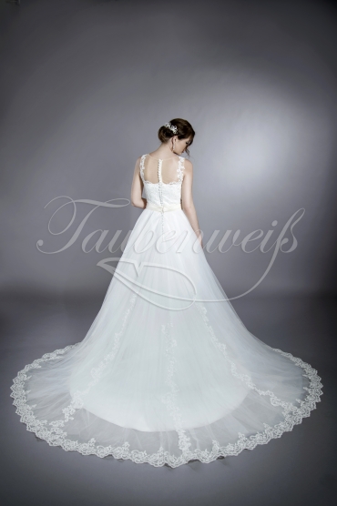 Wedding dress TW0176B - Wedding dress TW0176B two-in-one detachble skirt tulle tattoo lace champagne belt train 3