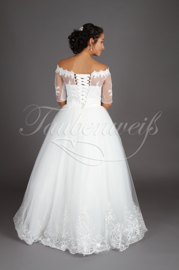 Wedding dress TW0188B - Wedding dress TW0188B tulle lace bateau neck 3/4 sleeves no train 3