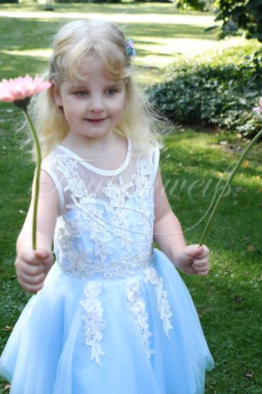Flower girl dress TW0001BM - Flower girl dress blue ivory tulle lace Taubenweiss 2