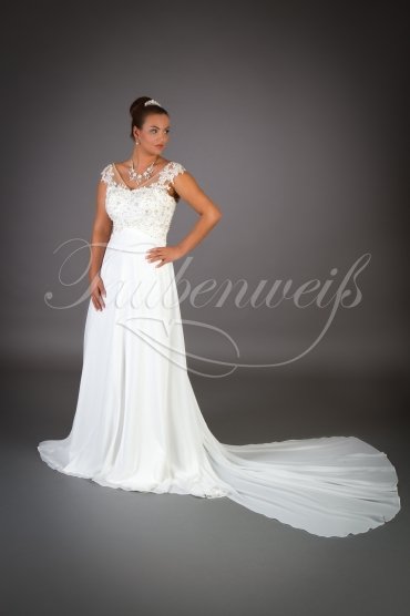 Wedding dress TW0001B - Wedding dress TW0001B v-neck vintage lace beadings chiffon detachable train