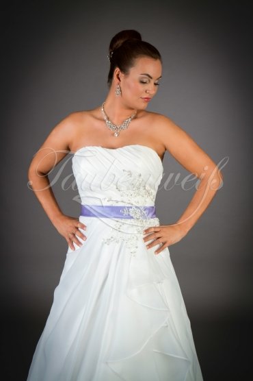 Wedding dress TW0002B - Wedding dress TW0002B A-line organza lace beadings purple train lace-up 2