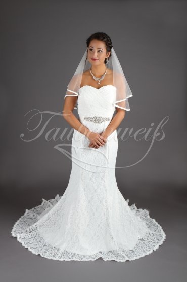 Wedding dress TW0003B - Wedding dress TW0003B mermaid sweetheart lace Rhine stone belt lace-up back train 1
