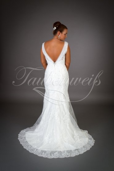 Wedding dress TW0004B - Wedding dress TW0004B mermaid lace beadings dot tulle v-neck glamorous 3