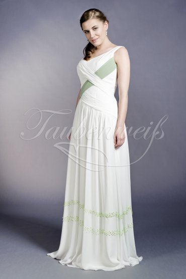 Wedding dress TW0006B - Wedding dress TW0006B chiffon drapings green v-neck no train