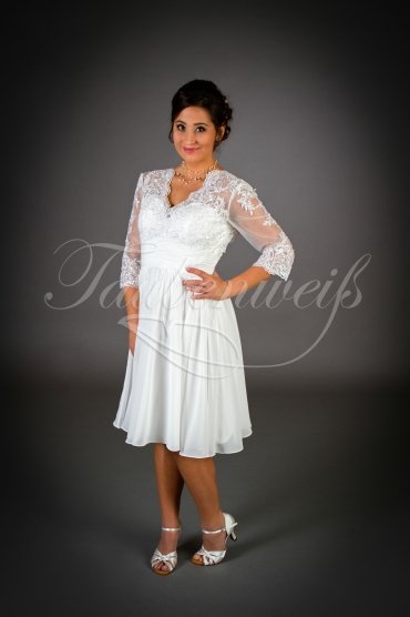 Wedding dress TW0013B - Wedding dress TW0013B short chiffon lace civil wedding plain elegant 1