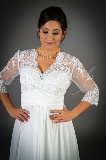 Wedding dress TW0013B - Wedding dress TW0013B short chiffon lace civil wedding plain elegant 2