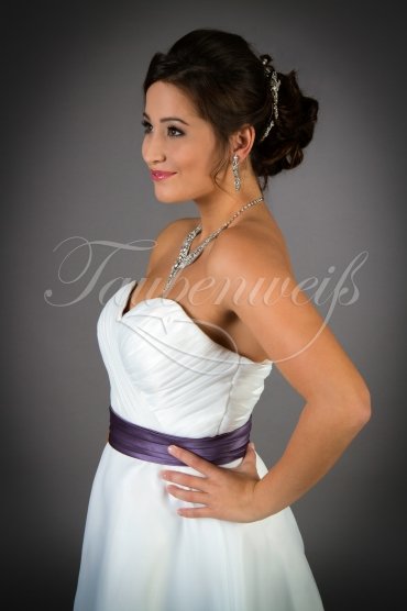 Wedding dress TW0014B - Wedding dress TW0014B short organza sweetheart neckline purple belt civil wedding 2