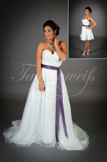 Wedding dress TW0015B - Wedding dress TW0015B organza purple belt simple elegant removabe skirt 1