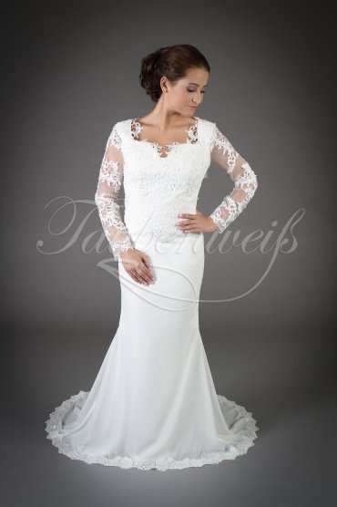 Wedding dress TW0022B - Wedding dress TW0022B mermaid chiffon lace deep back neckline train