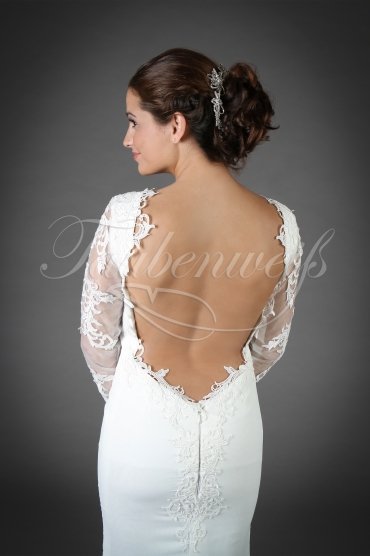 Wedding dress TW0022B - Wedding dress TW0022B mermaid chiffon lace deep back neckline train 2