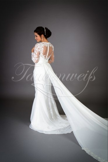 Wedding dress TW0024B - Wedding dress TW0024B mermaid chiffon lace long sleeves detachable train 3
