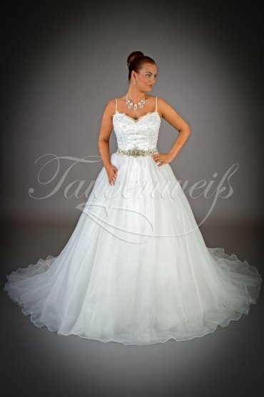 Wedding dress TW0026B - Wedding dress TW0026B glitter tulle organza princess crystal band train spaghetti straps 1