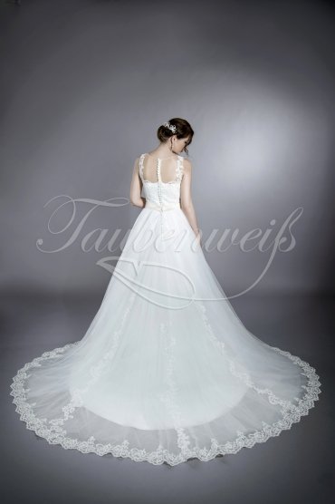 Wedding dress TW0035B - Wedding dress TW0035B tulle lace tattoo effect train wide straps 3