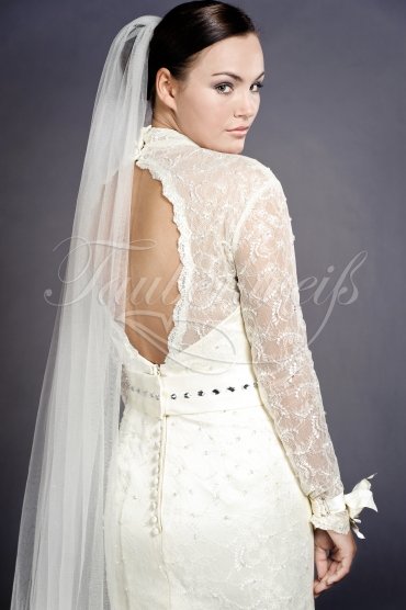 Wedding dress TW0039B - Wedding dress TW0039B mermaid all-over lace high neck long sleeves keyhole back 2