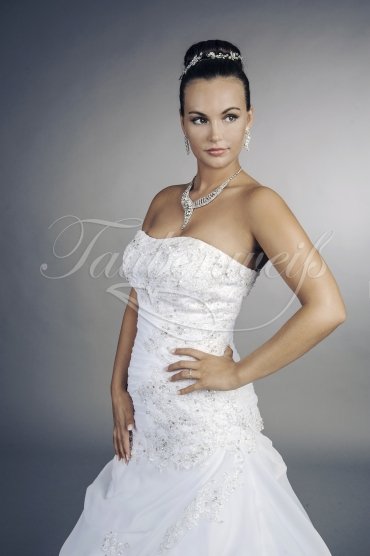 Wedding dress TW0041B - Wedding dress TW0041B A-line organza cascade look lace beadings ruffles 2