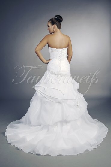Wedding dress TW0041B - Wedding dress TW0041B A-line organza cascade look lace beadings ruffles 3