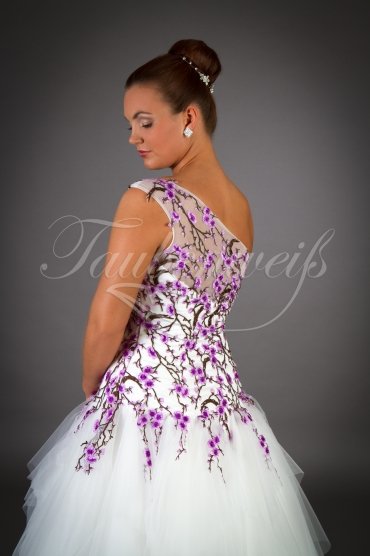 Wedding dress TW0044B - Wedding dress TW0044B purple lace flowers tulle skirt trashy fringe style 2