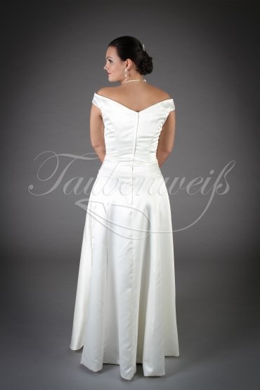 Wedding dress TW0053B - Wedding dress TW0053B modest A-Line satin lace appliques off-the-shoulder no train zipper 3