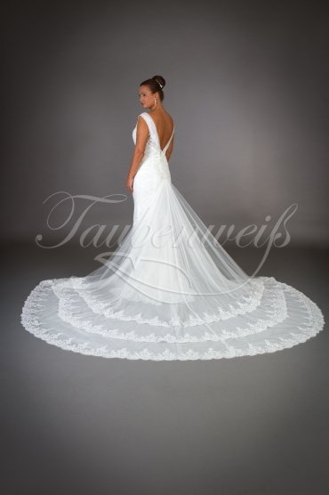 Wedding dress TW0056B - Wedding dress TW0056B mermaid lace beadings Rhine stones detachable train 3