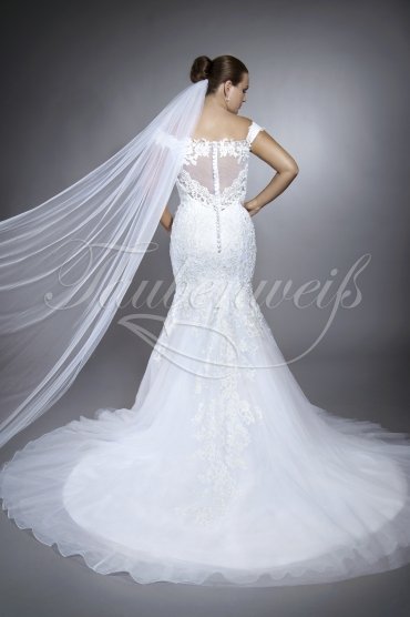 Wedding dress TW0071B - Wedding dress TW0071B mermaid lace tulle sexy back buttons long train 3