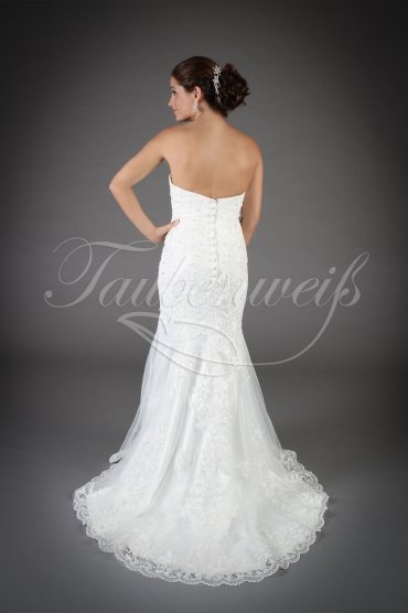 Wedding dress TW0072B - Wedding dress TW0072B A-line sweetheart tulle lace beadings zipper buttons train 3