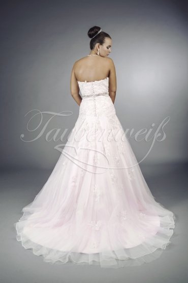 Wedding dress TW0076B - Wedding dress TW0076B A-line pink tulle organza lace beadings crystals beaded waistband train 3