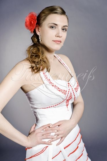 Wedding dress TW0078B - Wedding dress TW0078B short etui neckholer red civil wedding 2