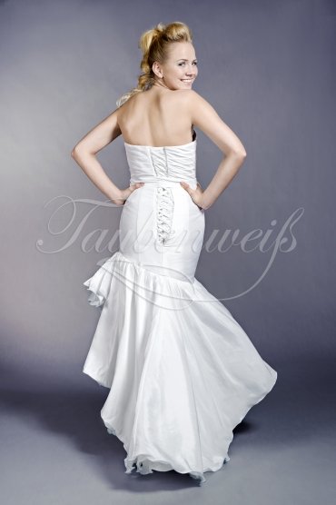Wedding dress TW0079B - Wedding dress TW0079B front short back long strapless taffeta blue white 3