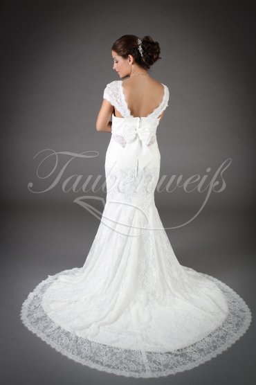 Wedding dress TW0081B - Wedding dress TW0081B mermaid lace vintage cap holders train 3