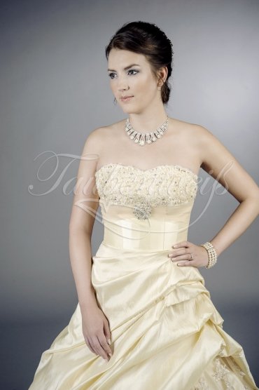 Wedding dress TW0085B - Wedding dress TW0085B taffeta lace appliques beadings classy strapless elegant train 2