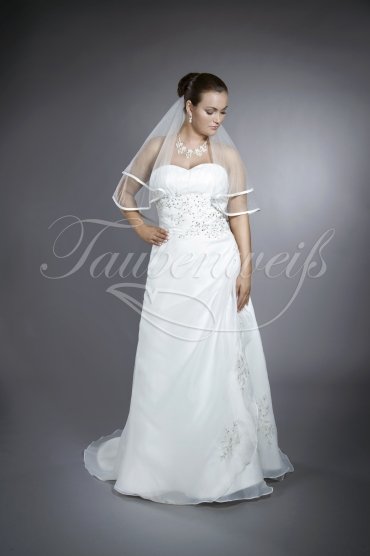 Wedding dress TW0086B - Wedding dress TW0086B modest embroidery silver beadings grey lace-up short train 1