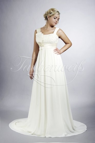 Wedding dress TW0093B - Wedding dress TW0093B chiffon Empire wide straps lace beadings pregnant train 1
