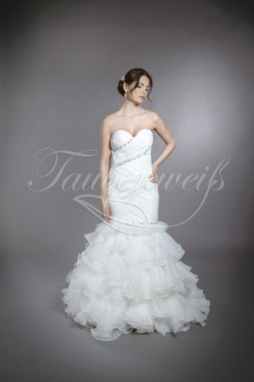 Wedding dress TW0094B - Wedding dress TW0094B mermaid organza tulle chrystals charming full train 1