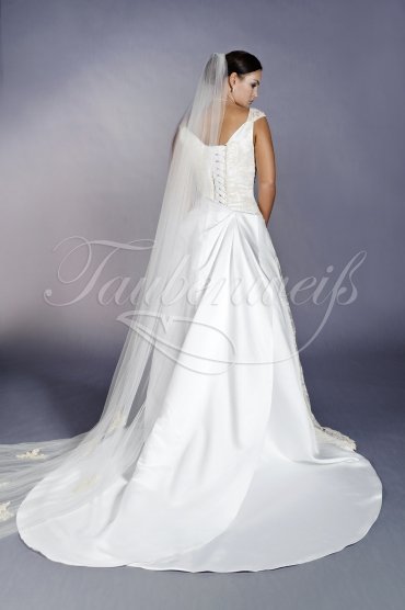 Wedding dress TW0096B - Wedding dress TW0096B satin lace straps A-line double train 3