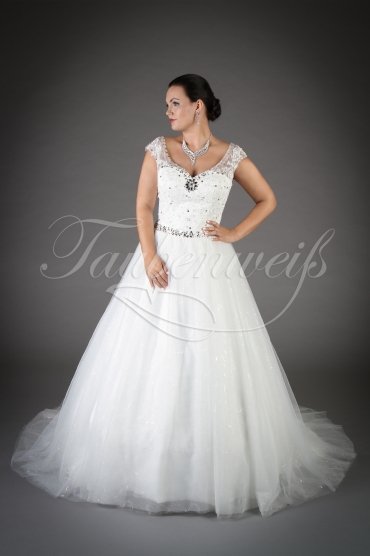 Wedding dress TW0100B - Wedding dress TW0100B A-line glittering sparkling bodice tulle skirt train