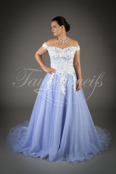 Wedding dress TW0101B - Wedding dress TW0101B blue A-line tulle lace off-the-shoulder train